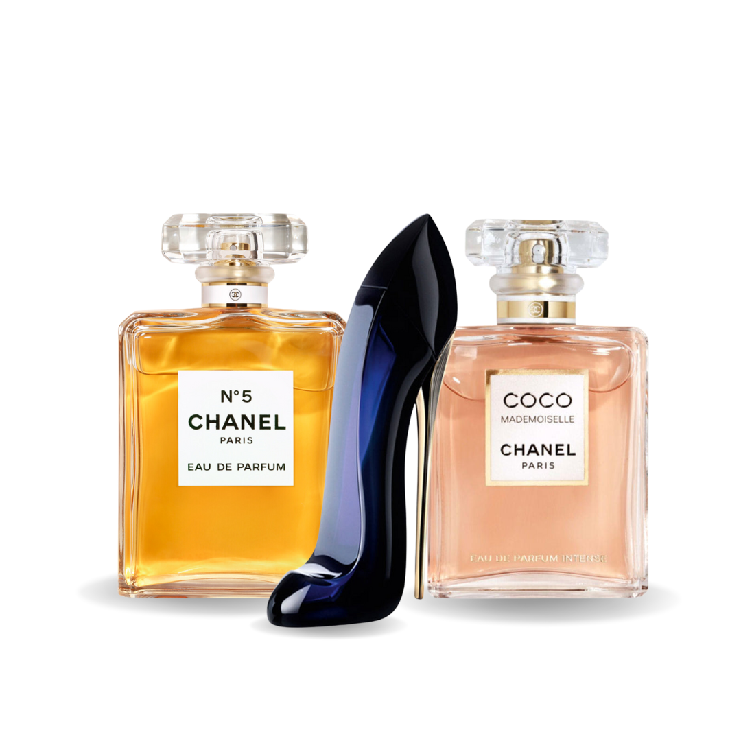Combo di 3 profumi: GOOD GIRL, COCO MADEMOISELLE, Chanel Nº5 da 100 ml